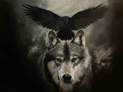 wolf-raven-portrait-painting